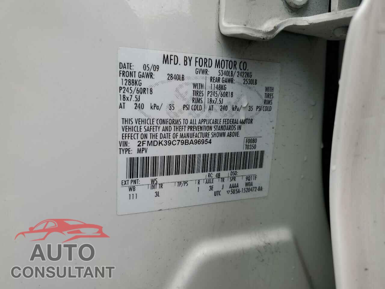FORD EDGE 2009 - 2FMDK39C79BA96954