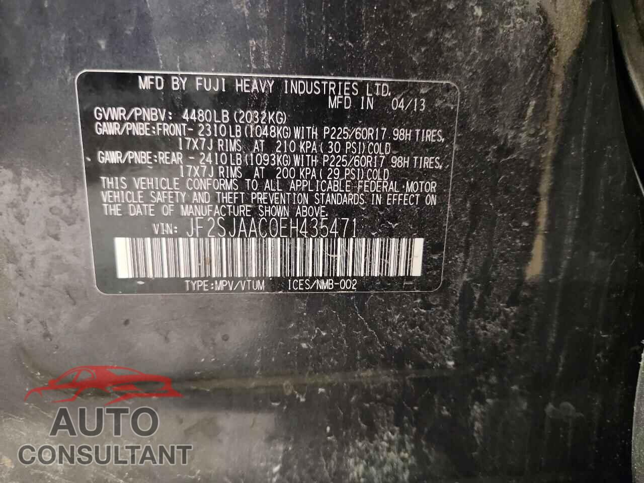 SUBARU FORESTER 2014 - JF2SJAAC0EH435471