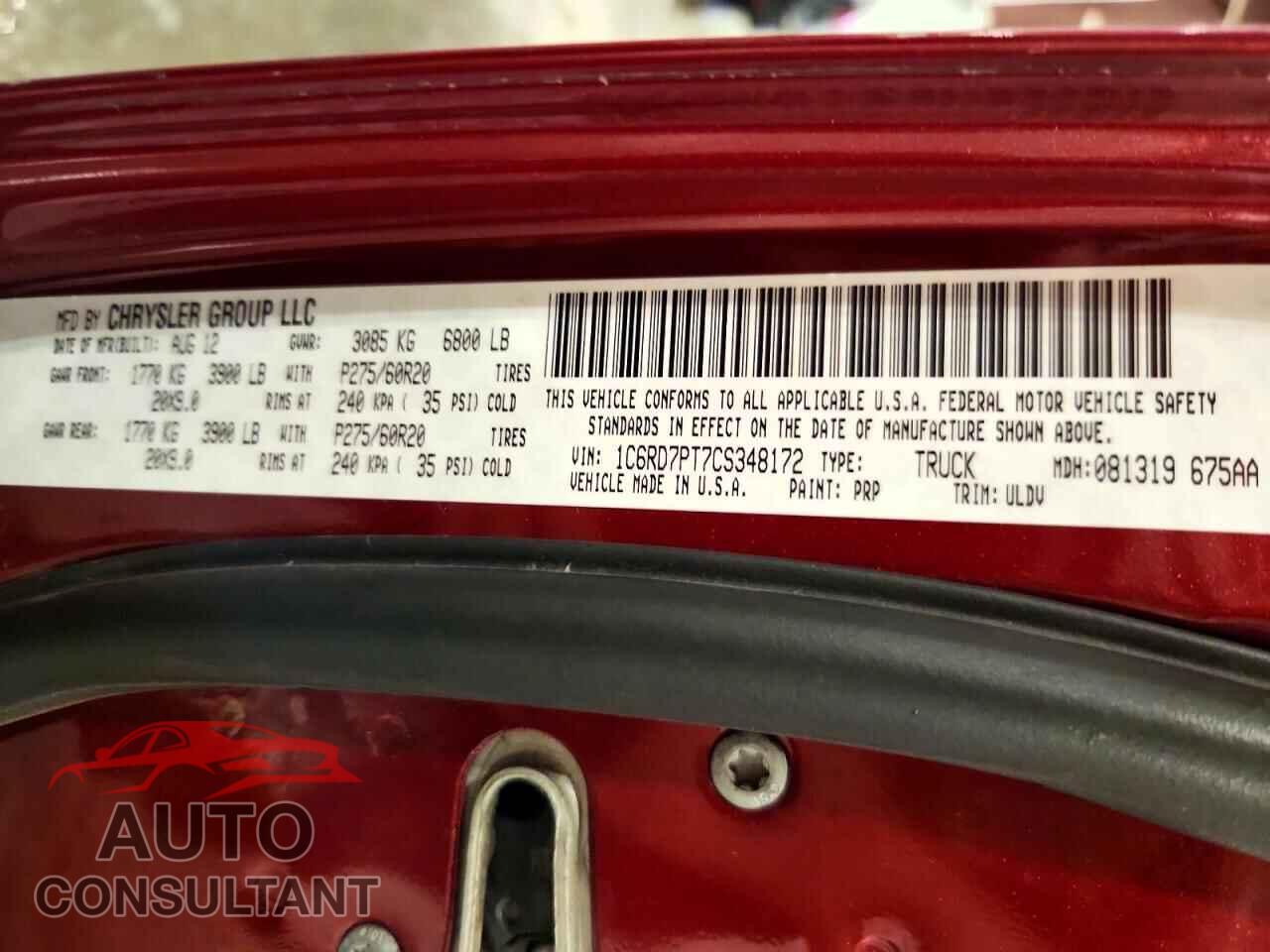 DODGE RAM 1500 2012 - 1C6RD7PT7CS348172