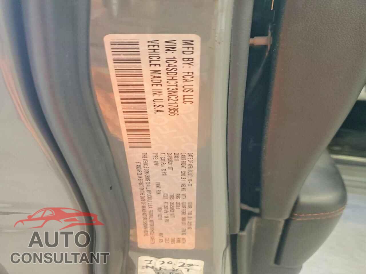 DODGE DURANGO 2022 - 1C4SDHCT3NC217856