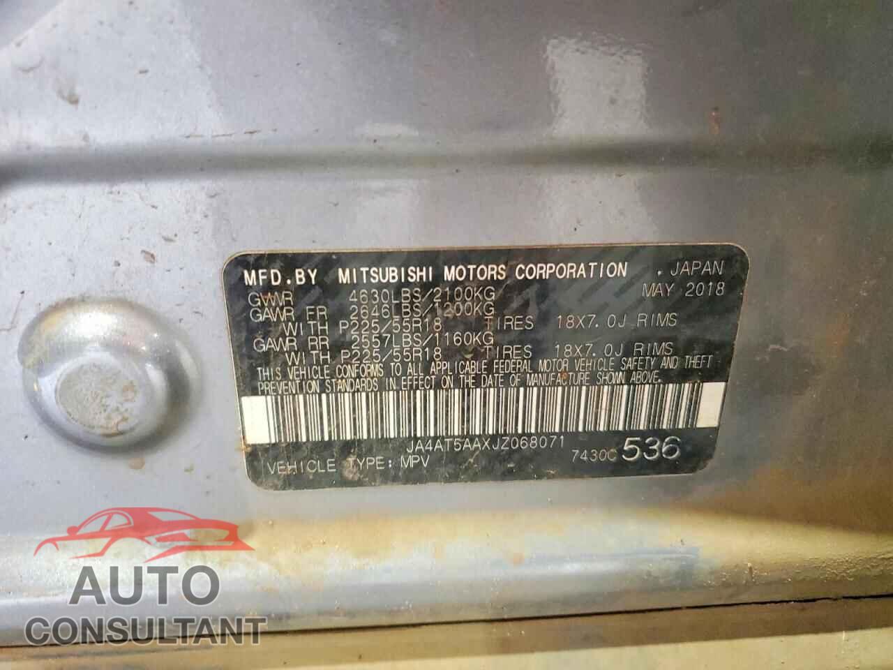 MITSUBISHI ECLIPSE 2018 - JA4AT5AAXJZ068071
