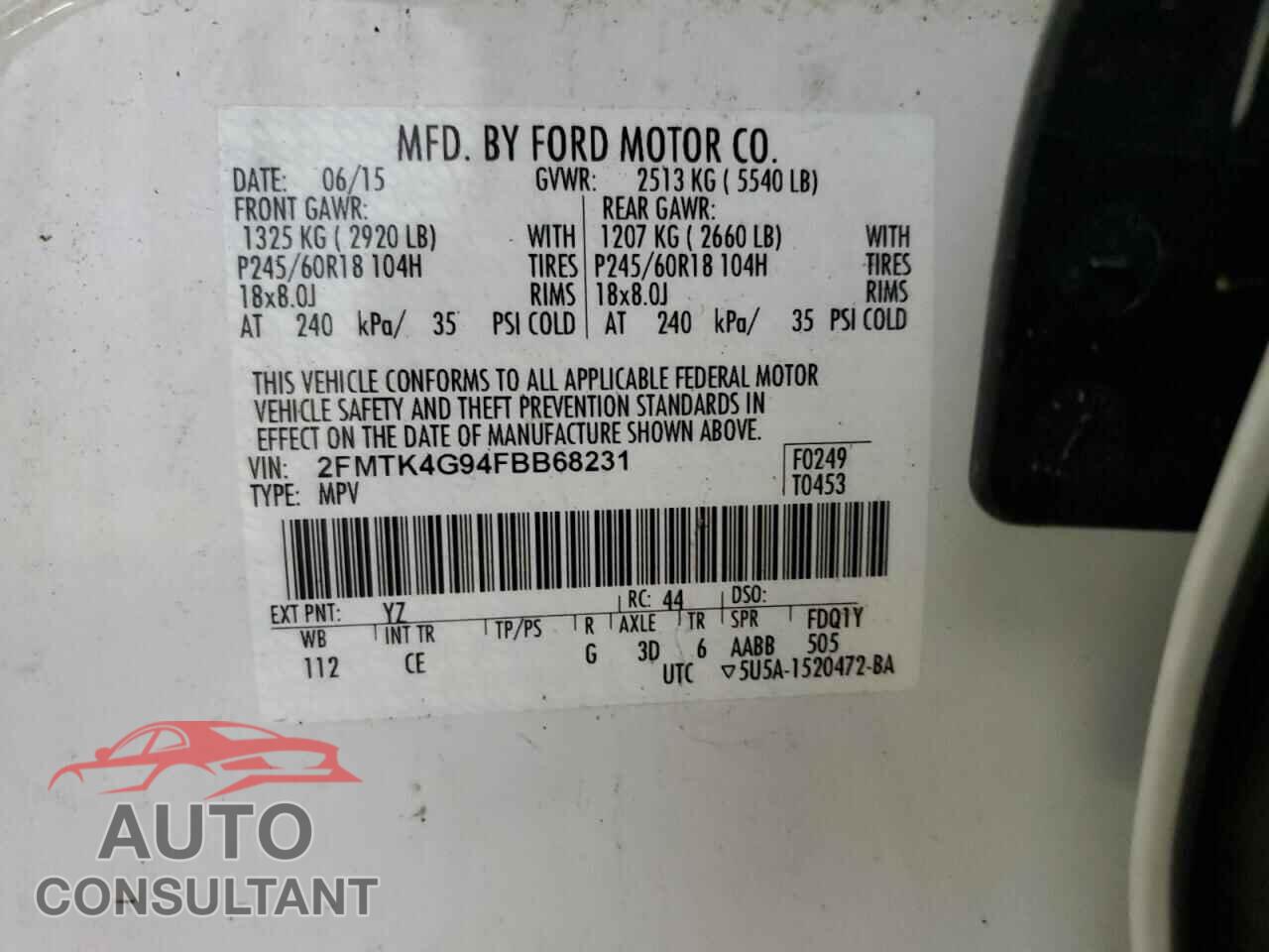 FORD EDGE 2015 - 2FMTK4G94FBB68231
