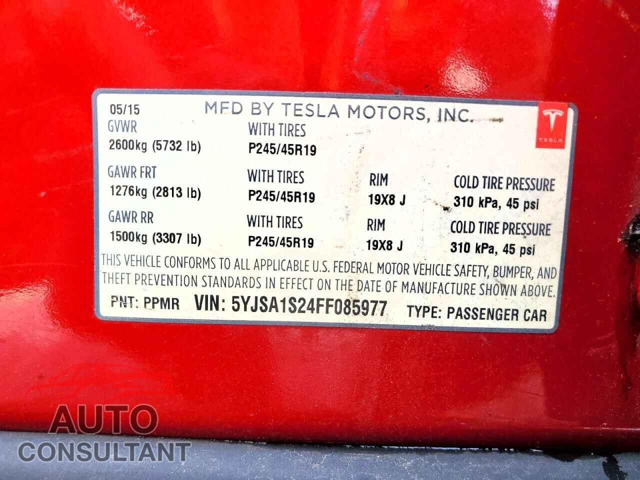 TESLA MODEL S 2015 - 5YJSA1S24FF085977