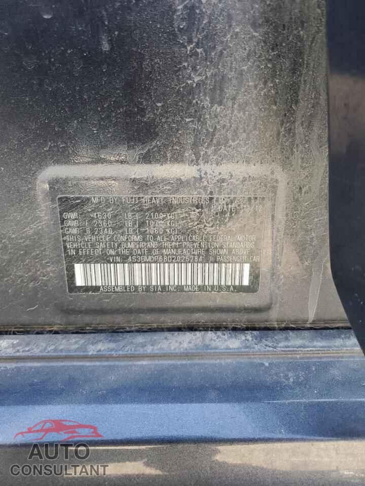 SUBARU LEGACY 2013 - 4S3BMDP68D2025284