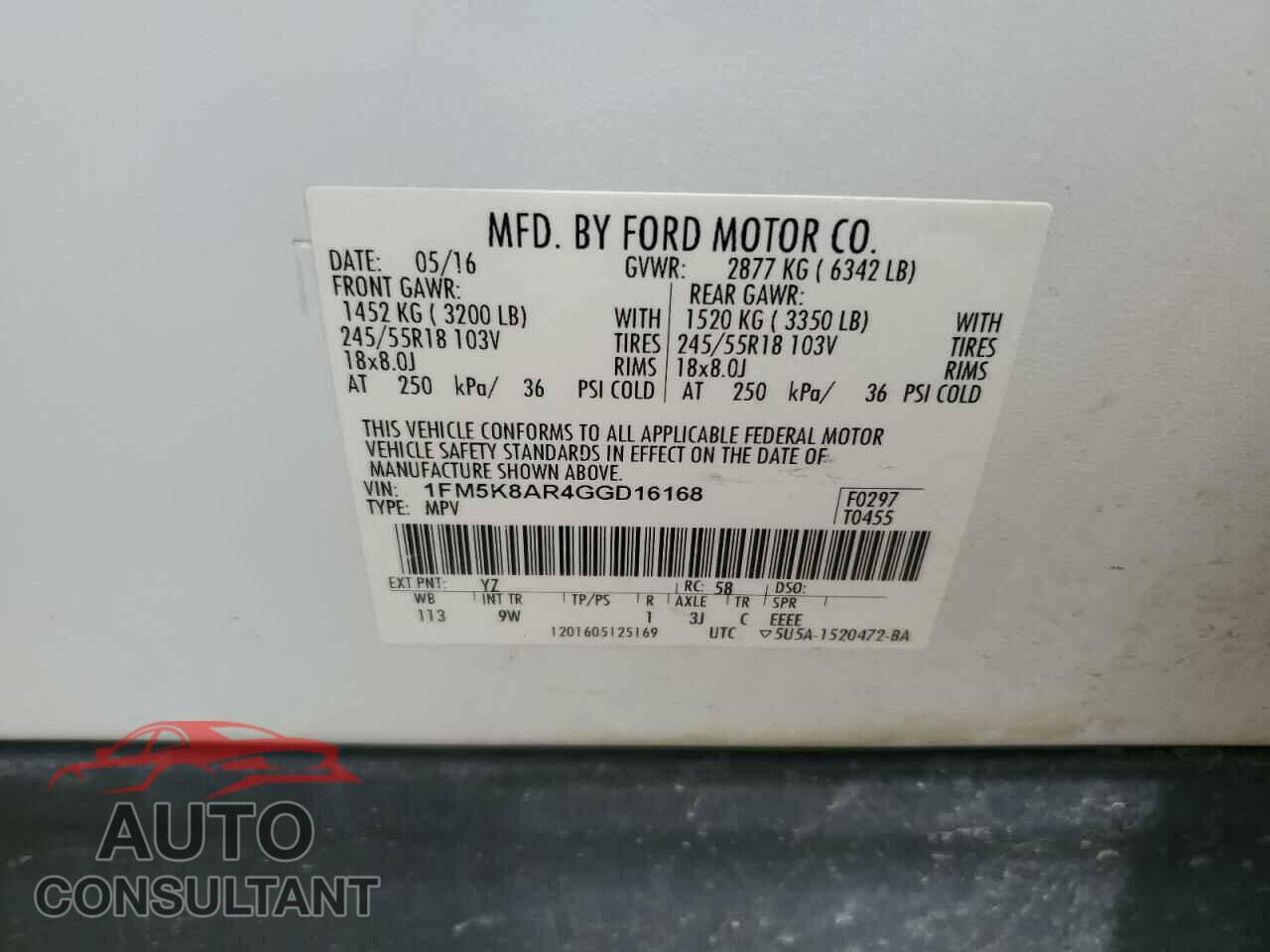 FORD EXPLORER 2016 - 1FM5K8AR4GGD16168