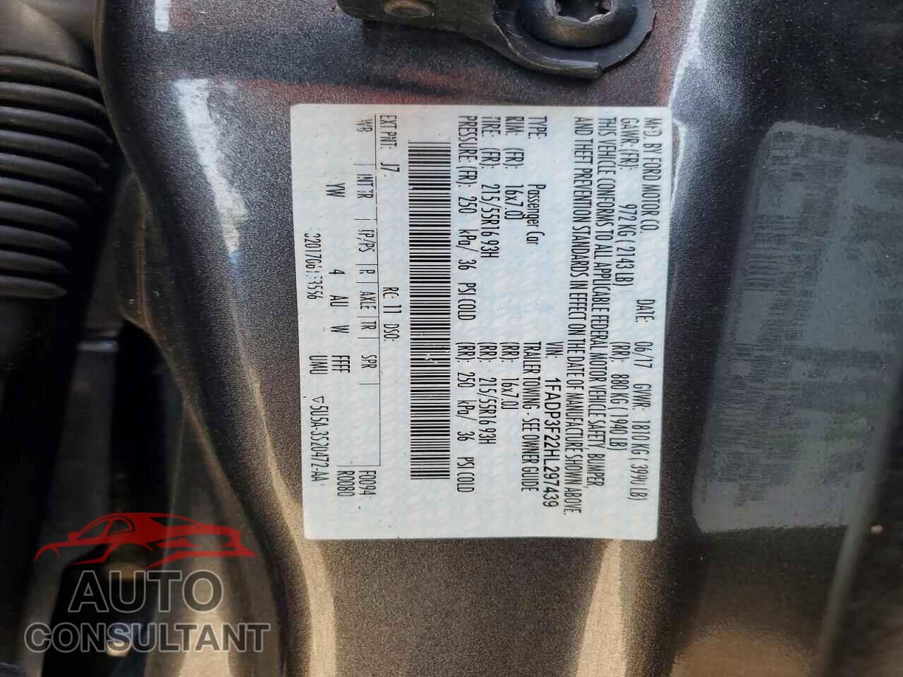 FORD FOCUS 2017 - 1FADP3F22HL297439