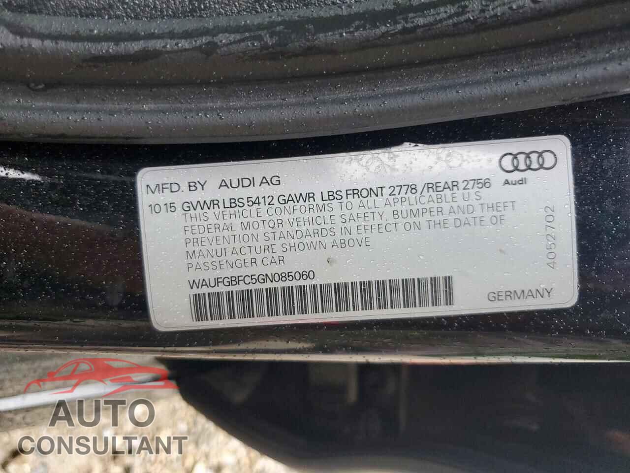 AUDI A6 2016 - WAUFGBFC5GN085060
