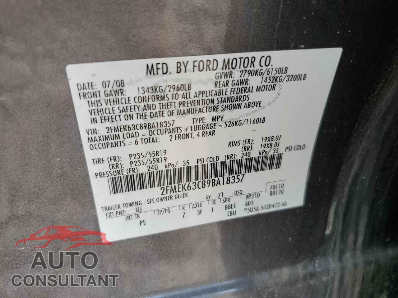 FORD FLEX 2009 - 2FMEK63C89BA18357