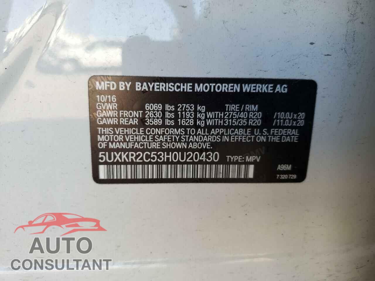 BMW X5 2017 - 5UXKR2C53H0U20430
