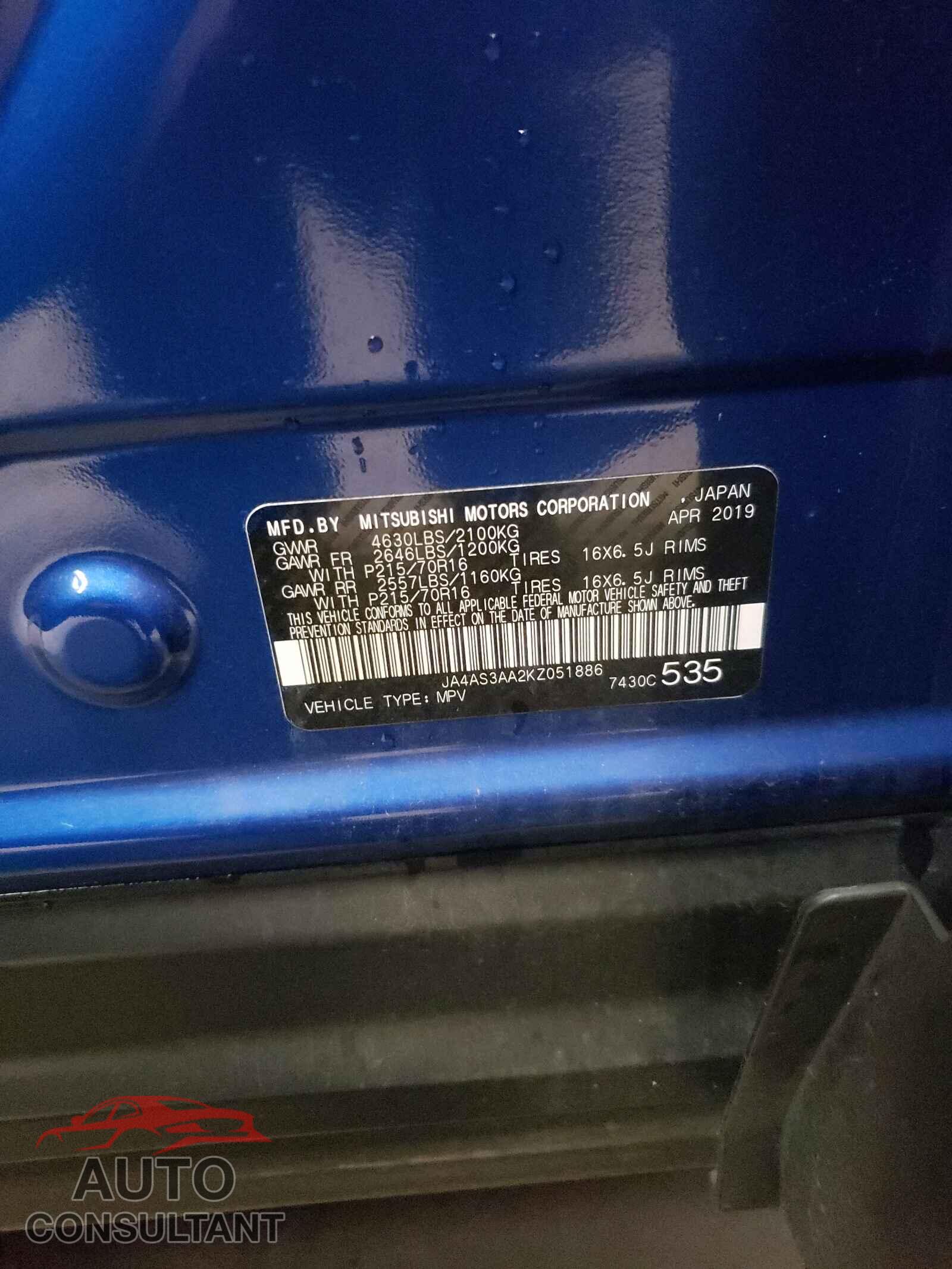 MITSUBISHI ECLIPSE 2019 - JA4AS3AA2KZ051886