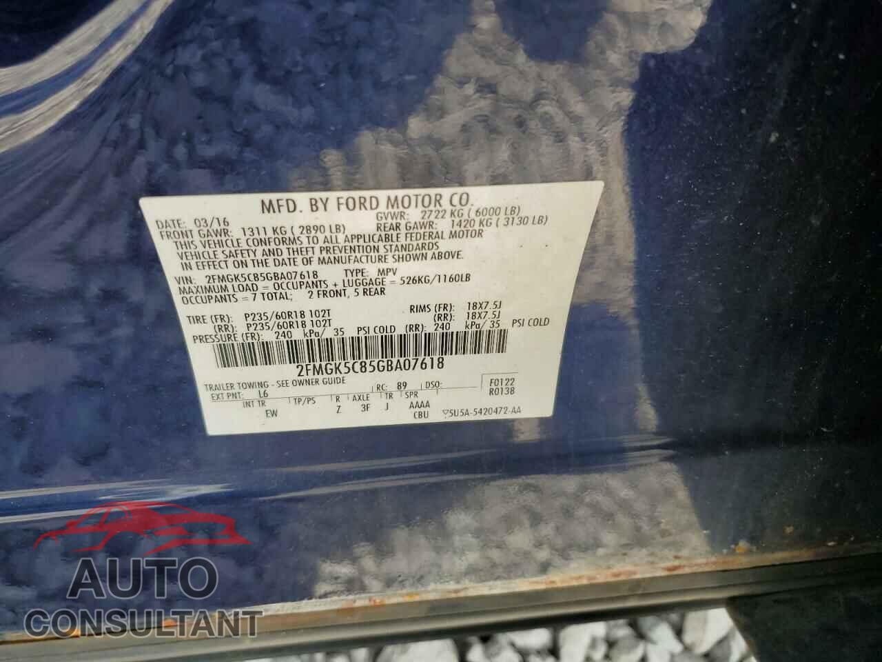 FORD FLEX 2016 - 2FMGK5C85GBA07618