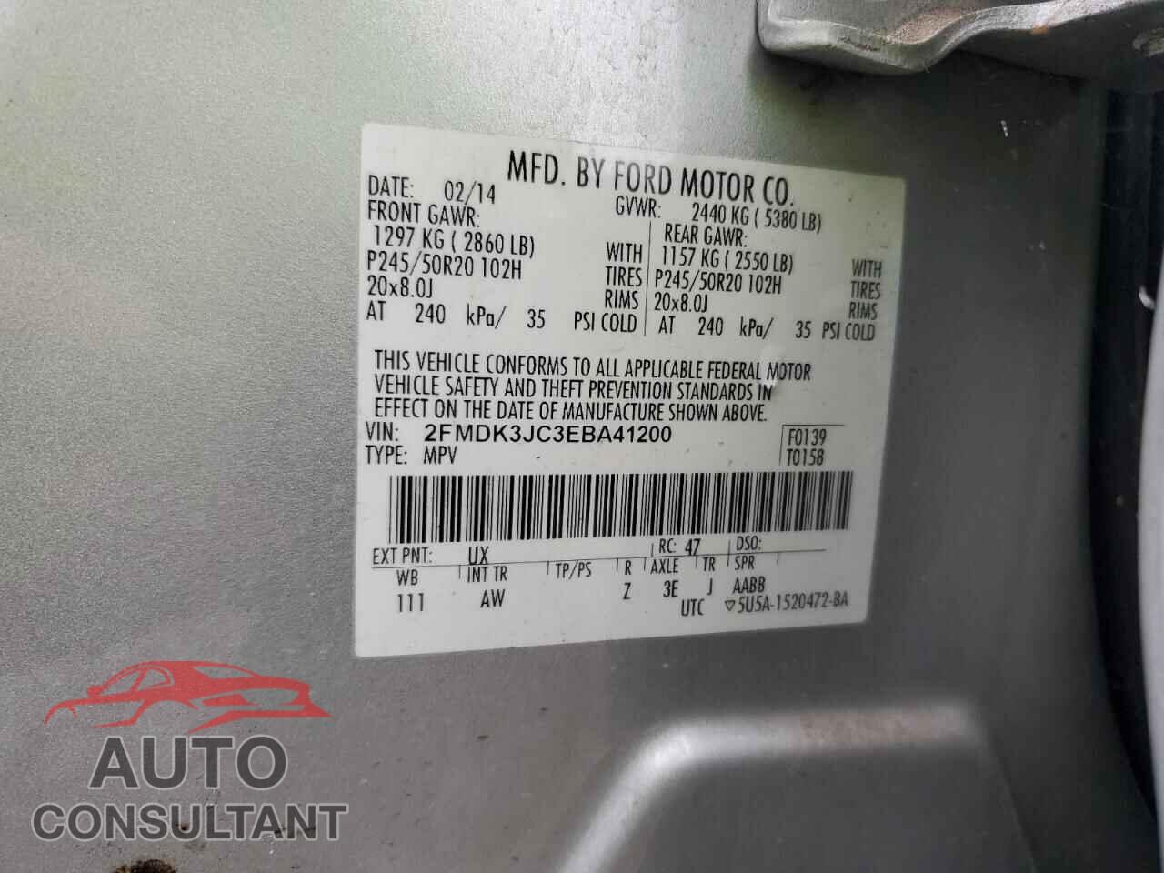 FORD EDGE 2014 - 2FMDK3JC3EBA41200
