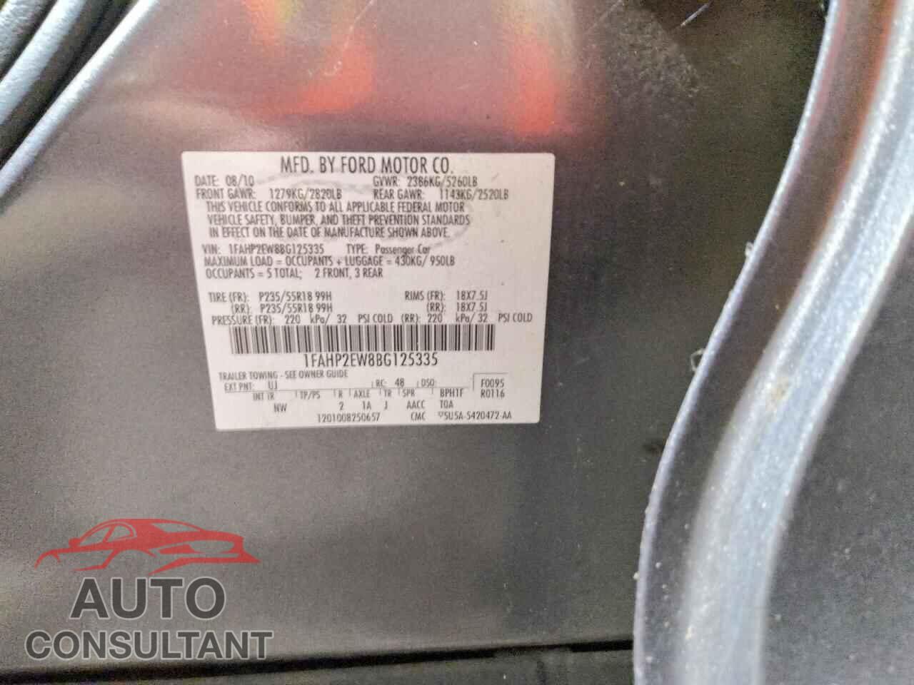 FORD TAURUS 2011 - 1FAHP2EW8BG125335