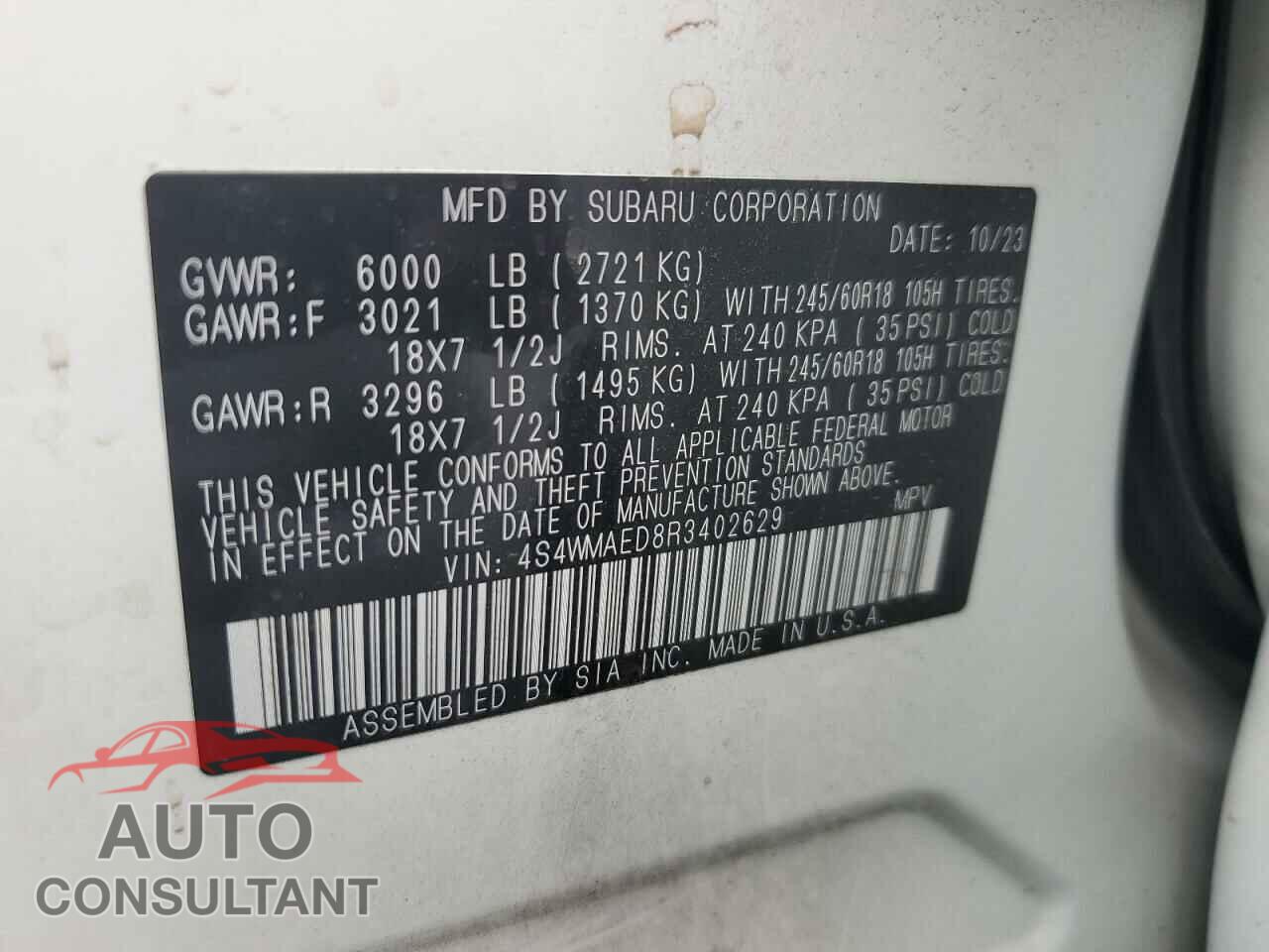 SUBARU ASCENT 2024 - 4S4WMAED8R3402629