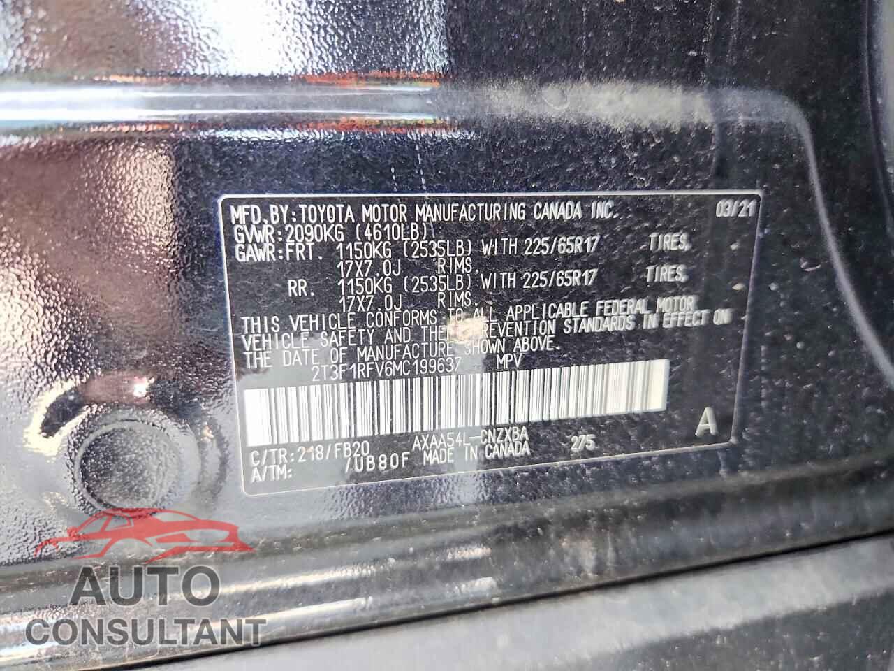 TOYOTA RAV4 2021 - 2T3F1RFV6MC199637