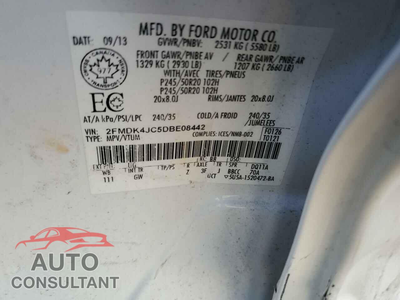 FORD EDGE 2013 - 2FMDK4JC5DBE08442