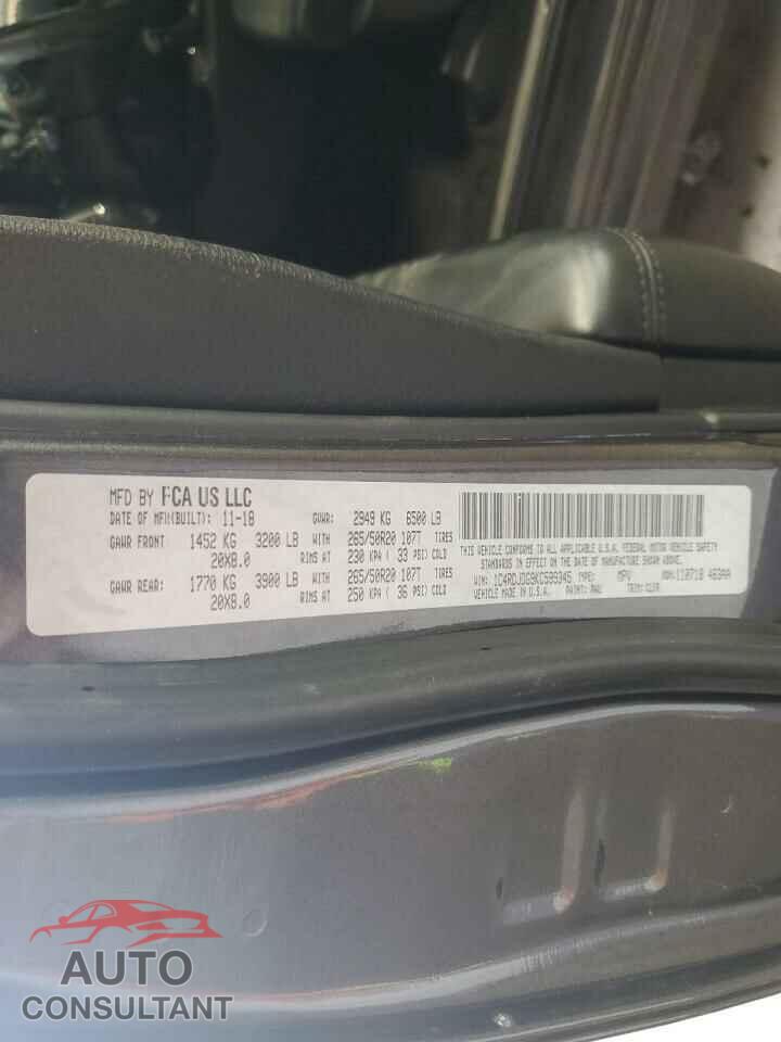 DODGE DURANGO 2019 - 1C4RDJDG9KC599345
