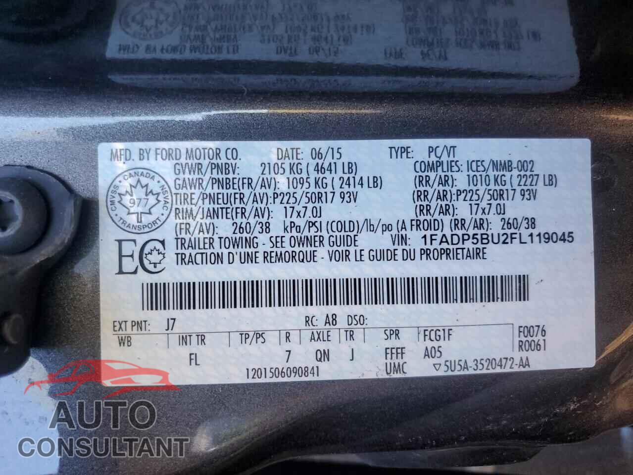 FORD CMAX 2015 - 1FADP5BU2FL119045