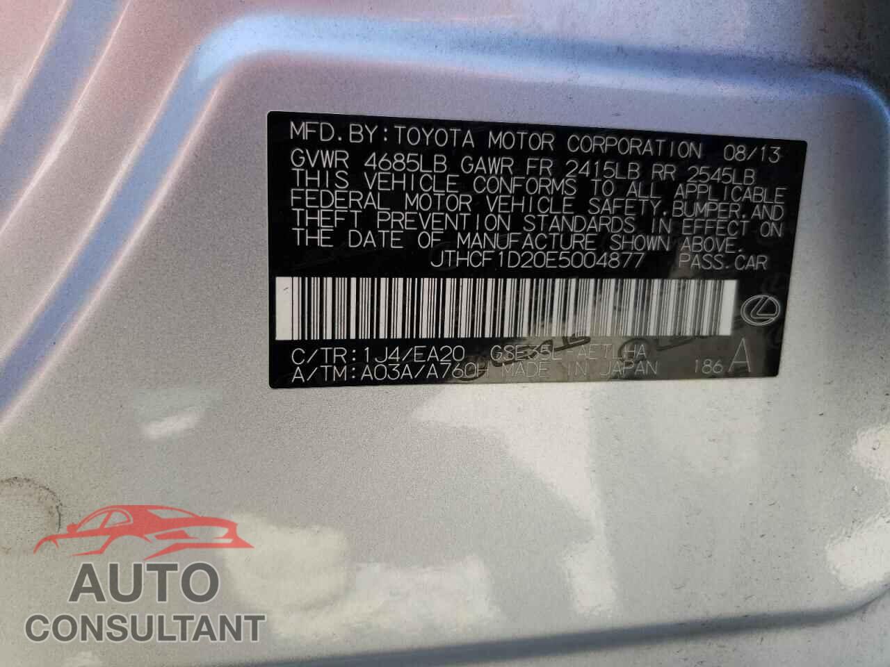 LEXUS IS 2014 - JTHCF1D20E5004877