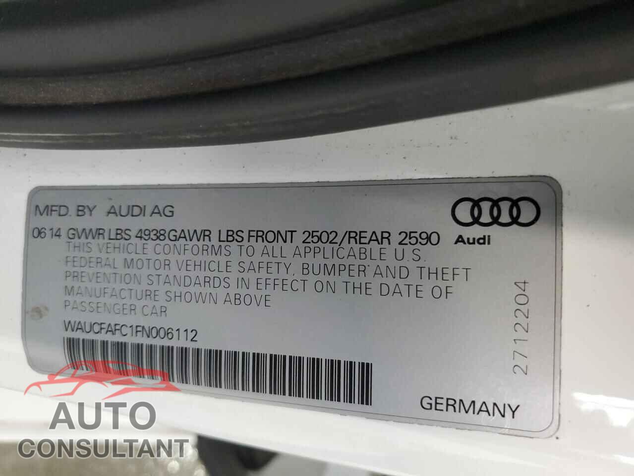 AUDI A6 2015 - WAUCFAFC1FN006112