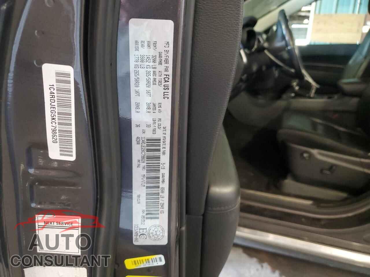 DODGE DURANGO 2019 - 1C4RDJEG5KC798620