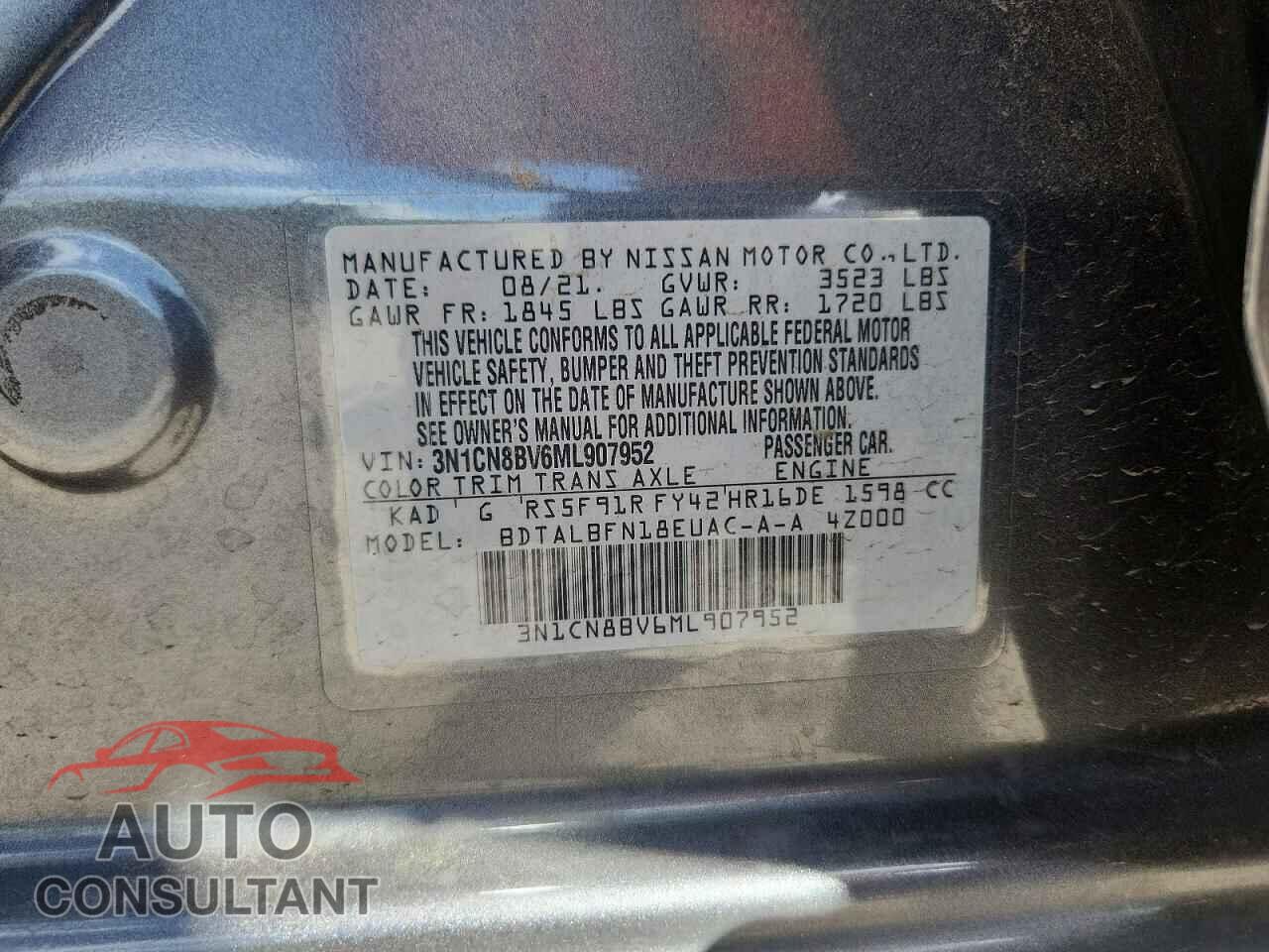 NISSAN VERSA 2021 - 3N1CN8BV6ML907952