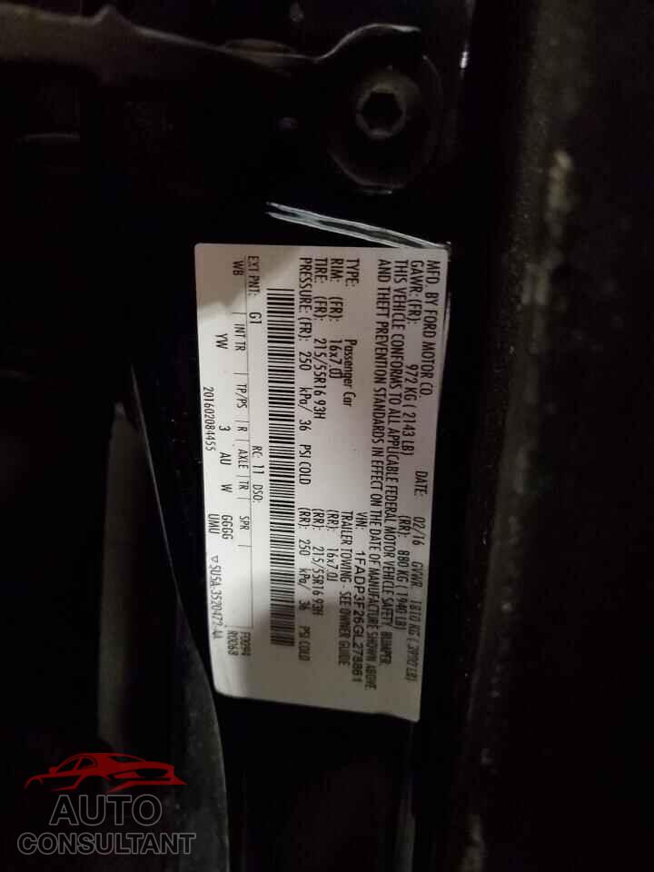 FORD FOCUS 2016 - 1FADP3F26GL278861