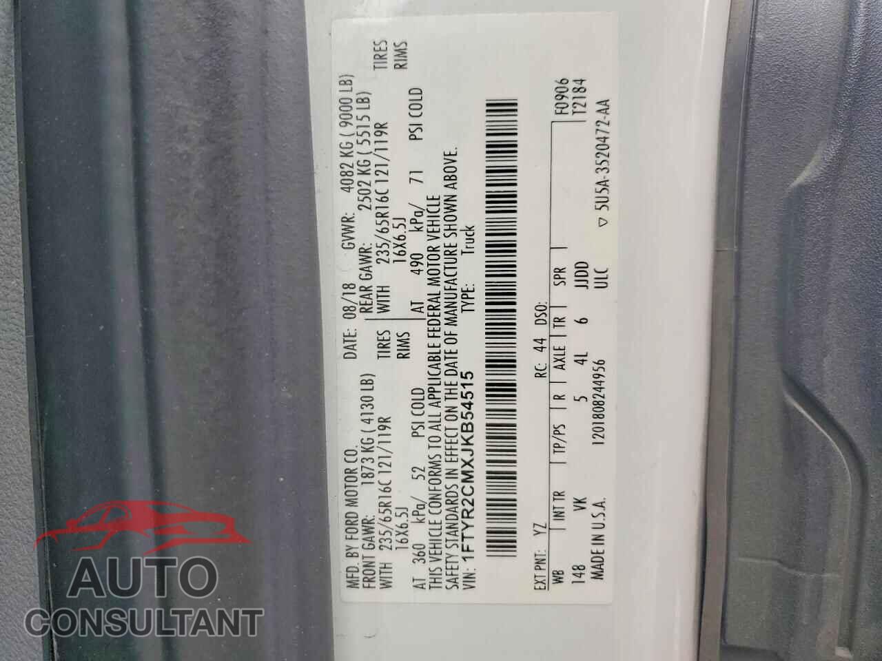 FORD TRANSIT 2018 - 1FTYR2CMXJKB54515