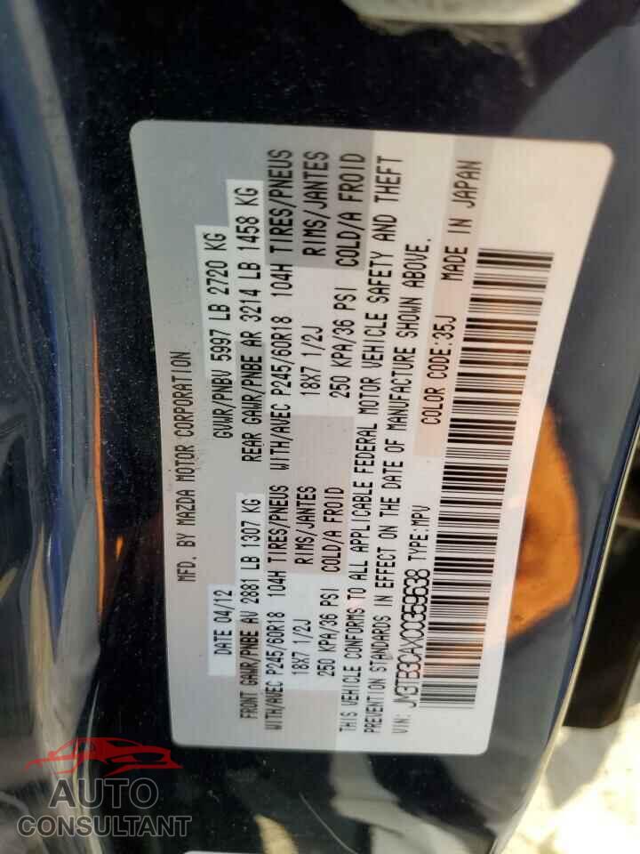 MAZDA CX-9 2012 - JM3TB3CAXC0359638