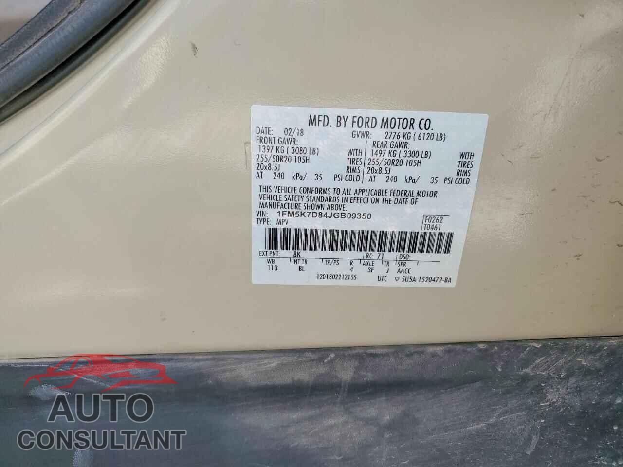 FORD EXPLORER 2018 - 1FM5K7D84JGB09350