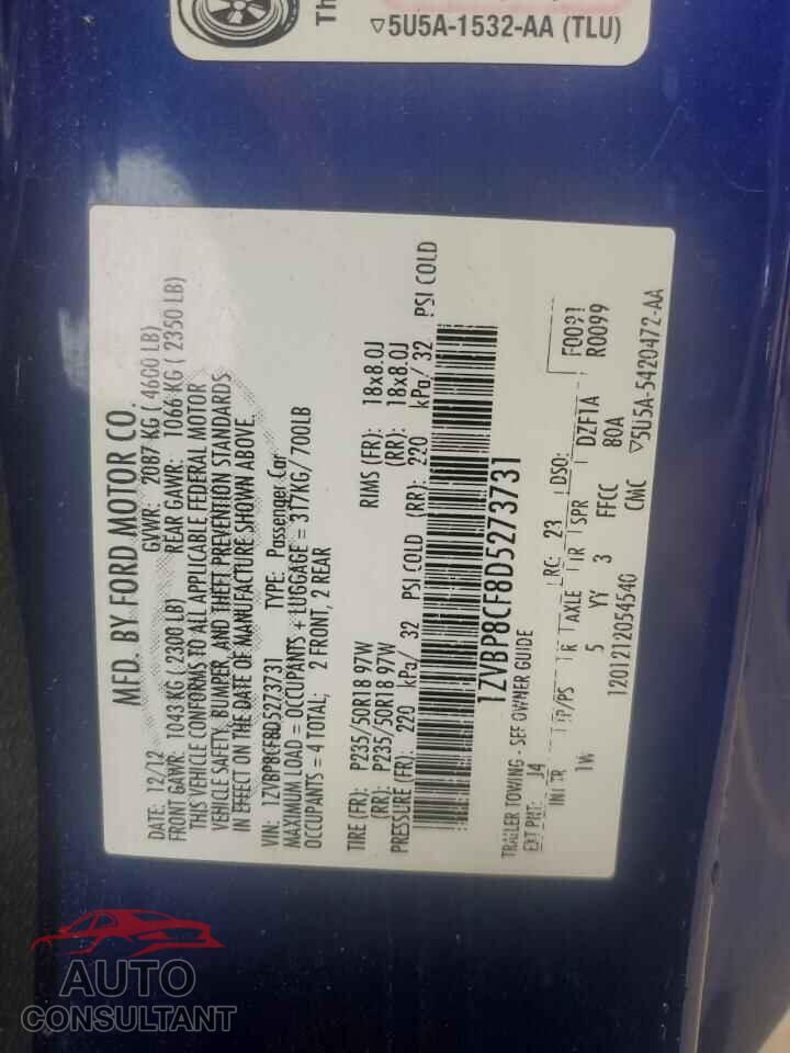 FORD MUSTANG 2013 - 1ZVBP8CF8D5273731