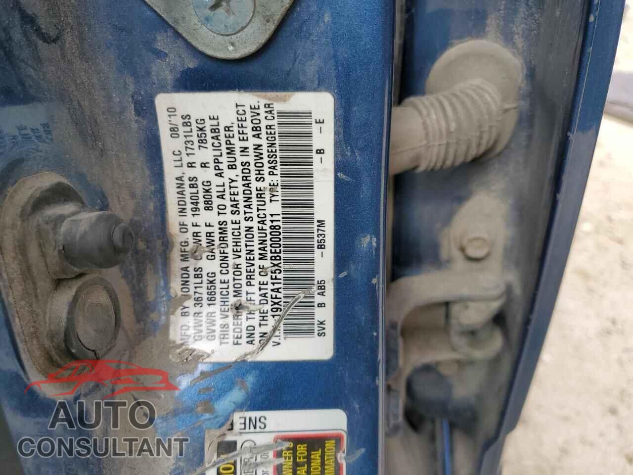 HONDA CIVIC 2011 - 19XFA1F5XBE000811
