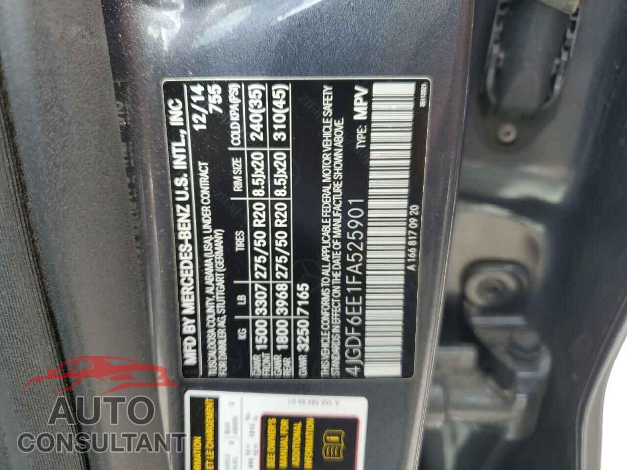 MERCEDES-BENZ GL-CLASS 2015 - 4JGDF6EE1FA525901