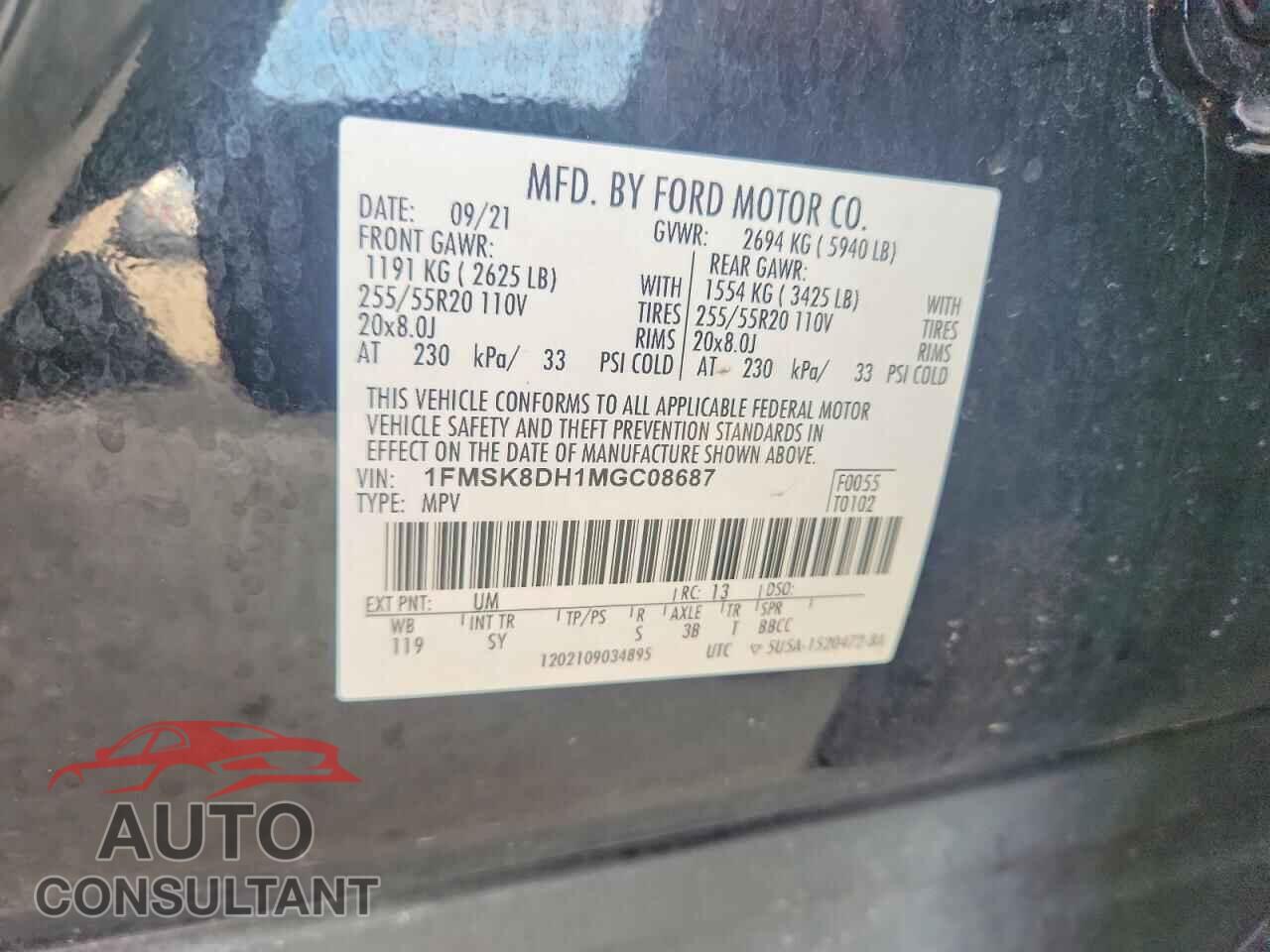 FORD EXPLORER 2021 - 1FMSK8DH1MGC08687