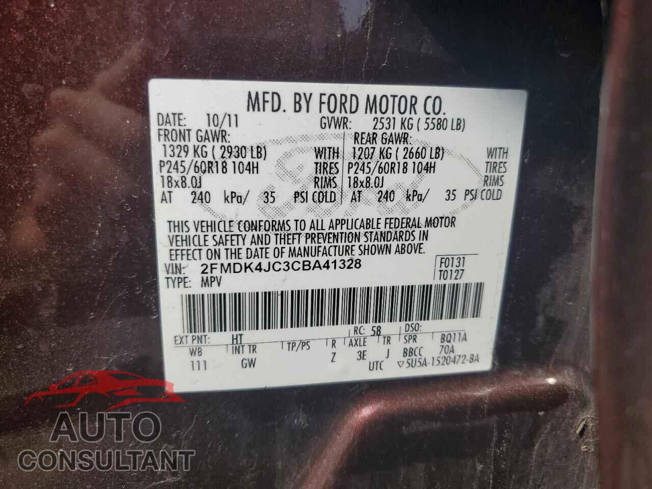 FORD EDGE 2012 - 2FMDK4JC3CBA41328