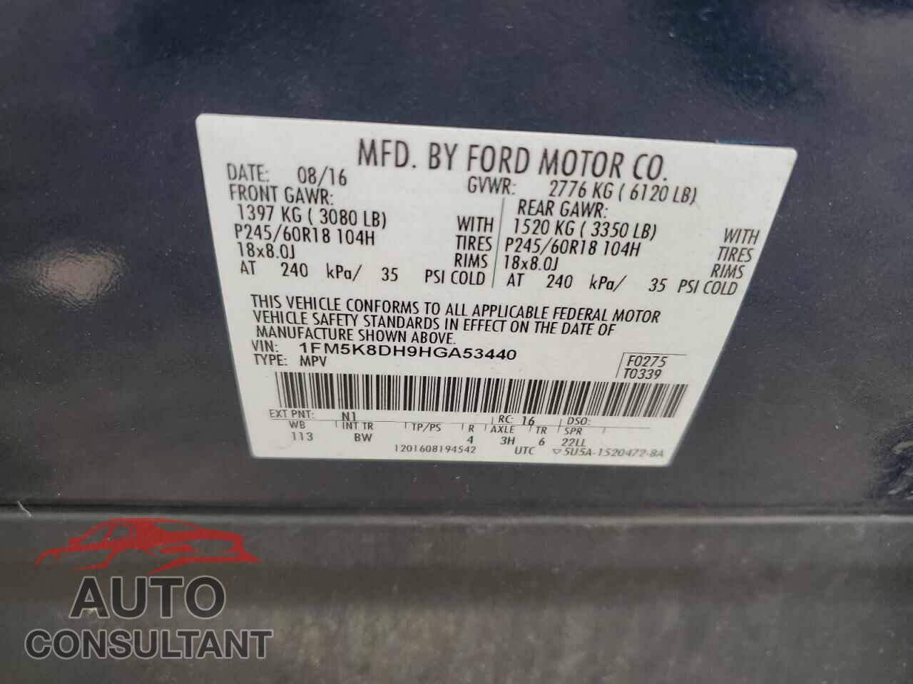 FORD EXPLORER 2017 - 1FM5K8DH9HGA53440