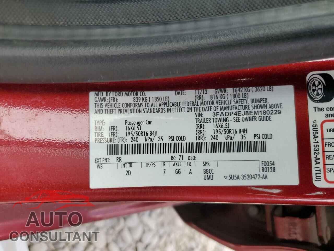 FORD FIESTA 2014 - 3FADP4EJ8EM180229