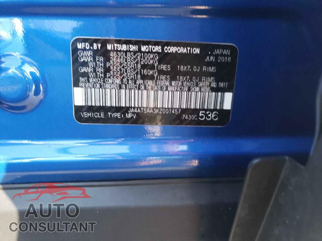MITSUBISHI ECLIPSE 2019 - JA4AT5AA3KZ001457