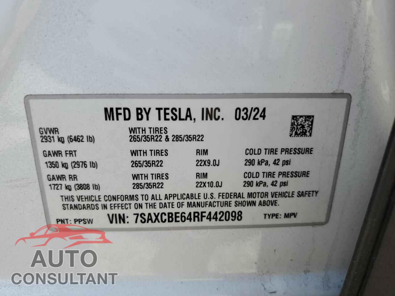 TESLA MODEL X 2024 - 7SAXCBE64RF442098