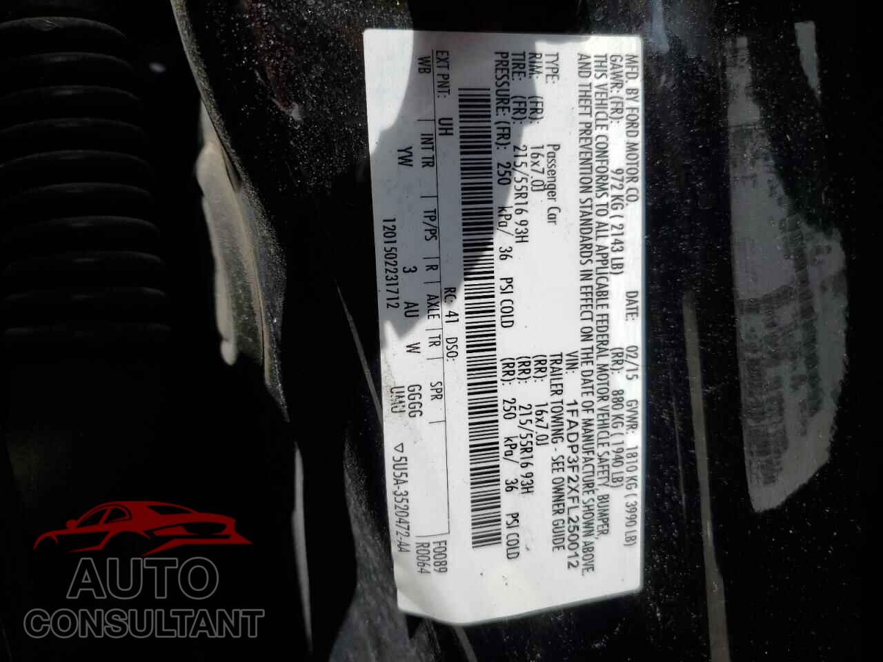 FORD FOCUS 2015 - 1FADP3F2XFL250012