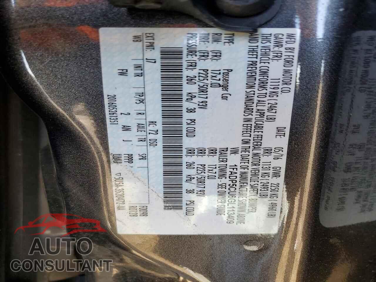 FORD CMAX 2016 - 1FADP5CU6GL113409