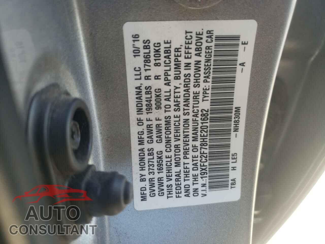 HONDA CIVIC 2017 - 19XFC2F78HE201682