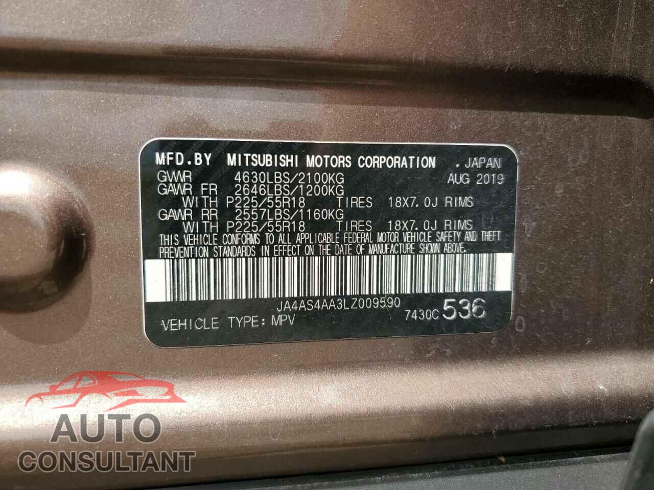 MITSUBISHI ECLIPSE 2020 - JA4AS4AA3LZ009590