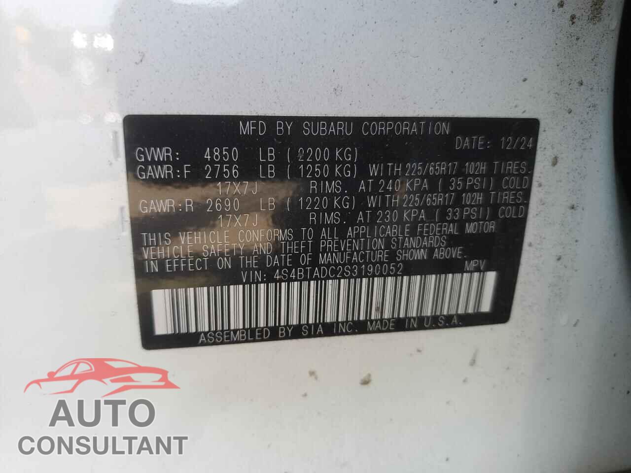 SUBARU OUTBACK 2025 - 4S4BTADC2S3190052
