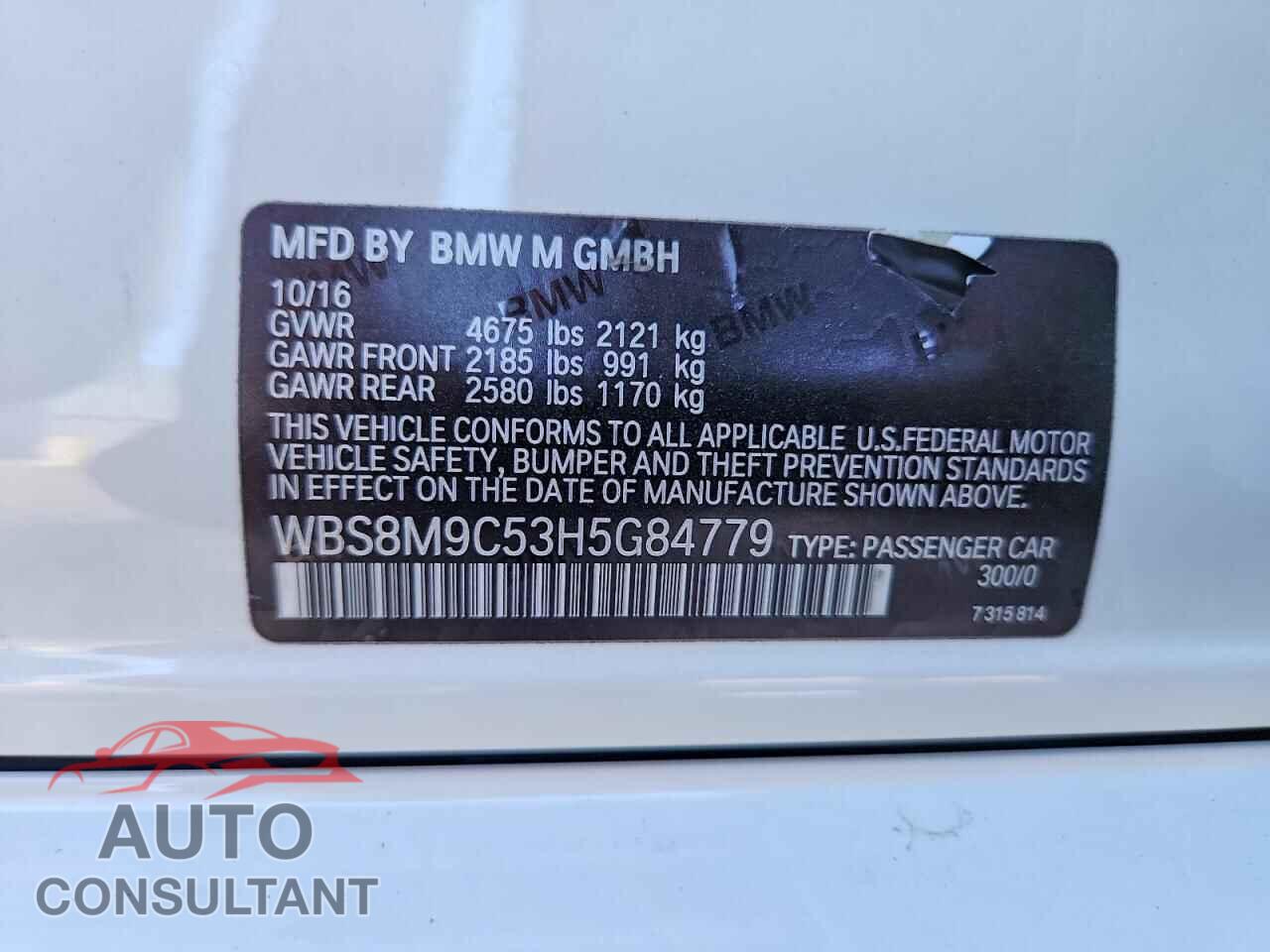 BMW M3 2017 - WBS8M9C53H5G84779