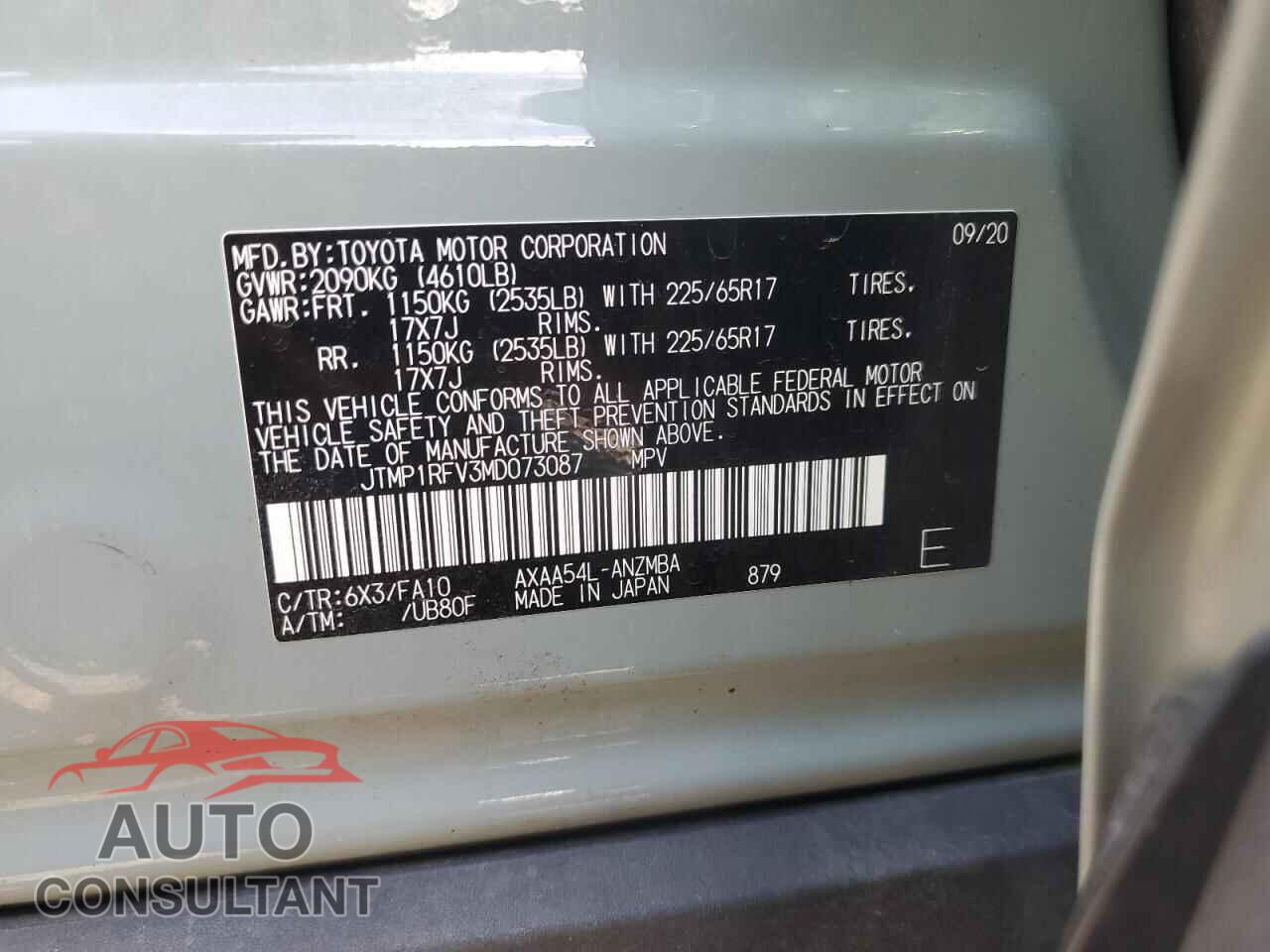 TOYOTA RAV4 2021 - JTMP1RFV3MD073087