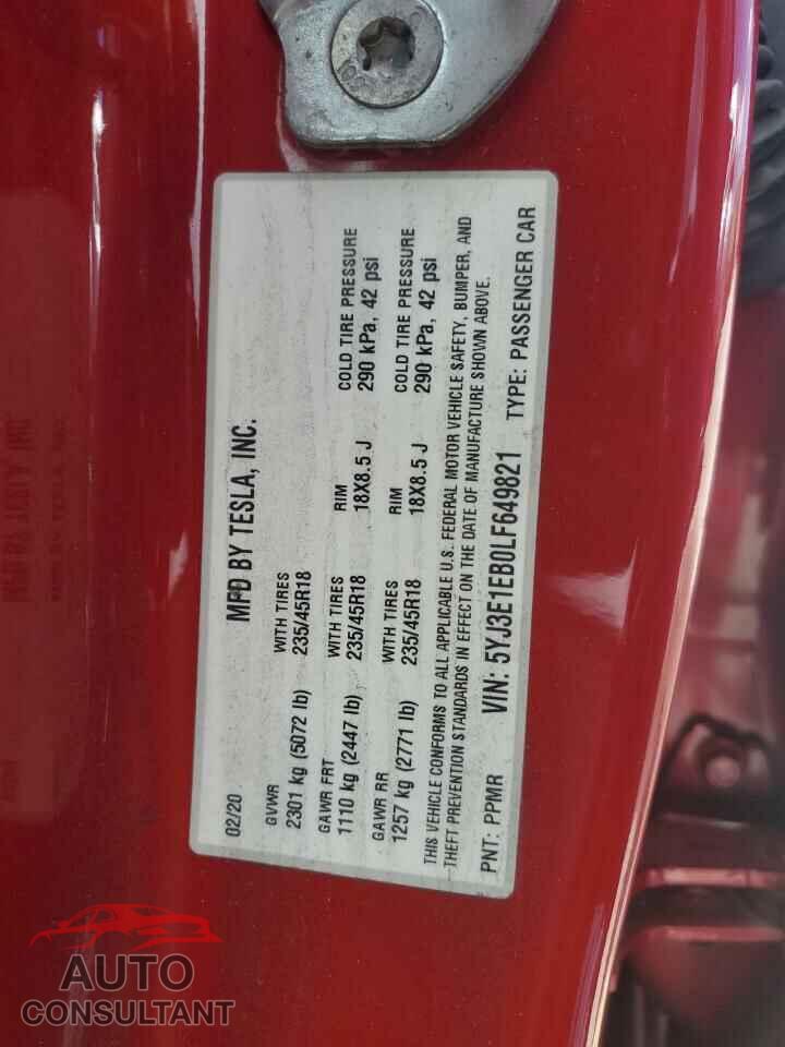 TESLA MODEL 3 2020 - 5YJ3E1EB0LF649821