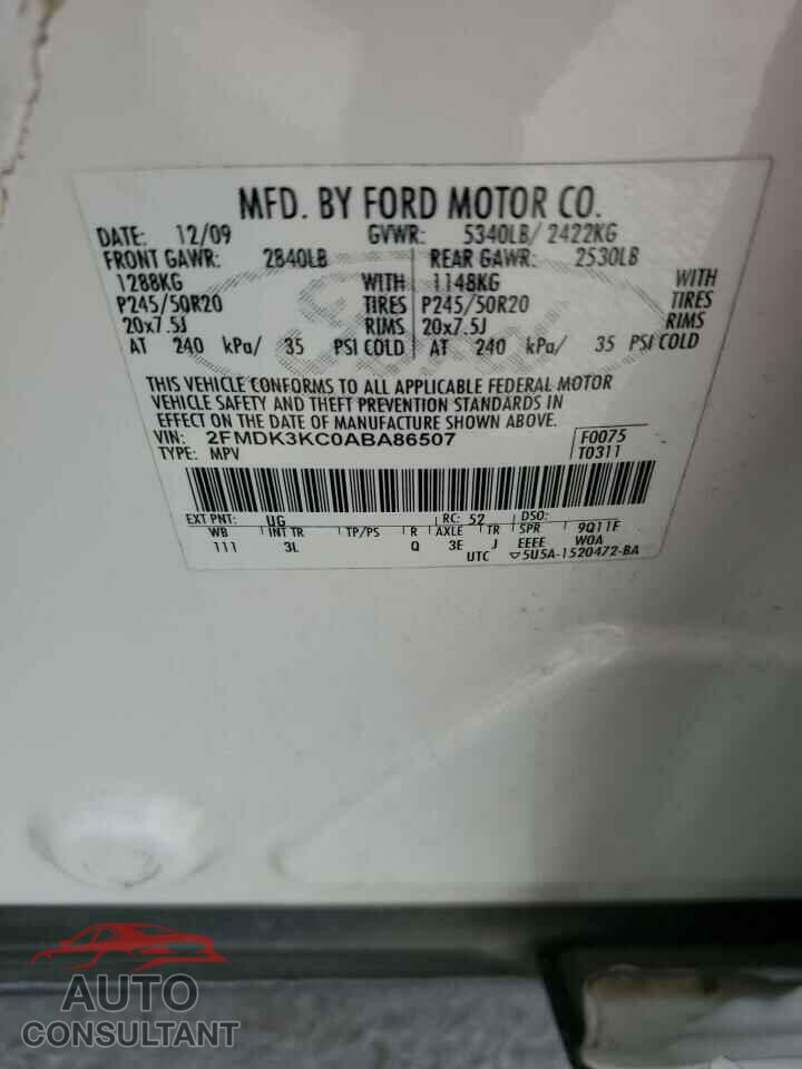 FORD EDGE 2010 - 2FMDK3KC0ABA86507