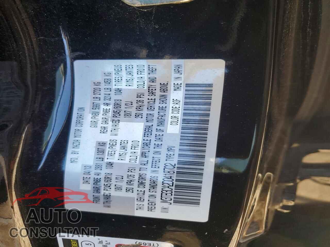 MAZDA CX-9 2013 - JM3TB3CA2D0418702