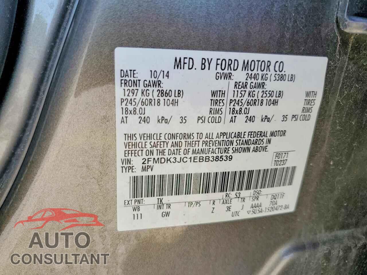 FORD EDGE 2014 - 2FMDK3JC1EBB38539